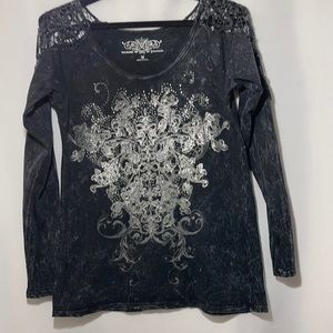 Lace embellished long sleeve top